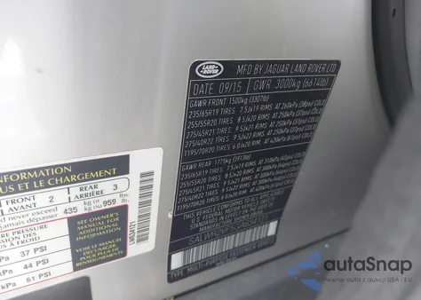 2016 Land Rover Range Rover Sport 3.0L V6 Supercharged Hse z USA, uszkodzony, nr VIN SALWR2VF5GA634121